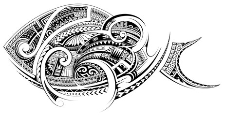 Maori style fish tattoo - obrazy, fototapety, plakaty