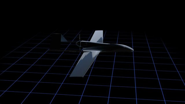 Bayraktar-tb2 - rotation loop - 3D model animation on a black background