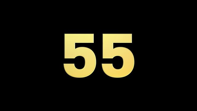 Countdown timer for 60 to 0 seconds. Numbers change, increasing and decreasing. Samba color, shade of gold. Background Alpha channel. Concept - counter time, waiting for an event.