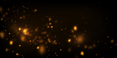 Fototapeta na wymiar Abstract vector background with golden particles explosion. Glowing bokeh lights, defocused glitters.