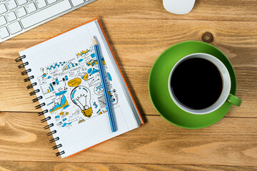 Business workplace with stuff