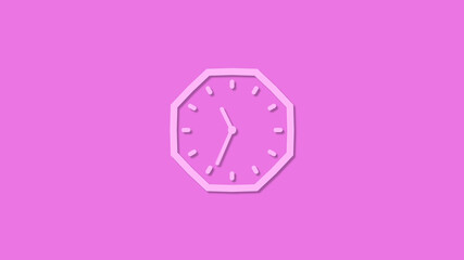 Beautiful pink counting down 12 hours clock icon,Clock isolated