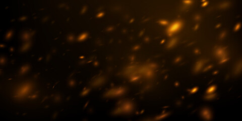 Abstract vector background with golden particles explosion. Glowing bokeh lights, defocused glitters.