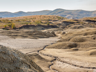 badlands of romania, vulcanii noroisi reserve near berca, buzau county, mud vulcanoes landscape
