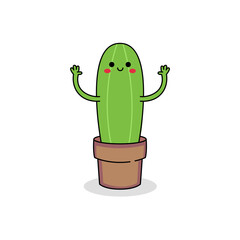 Cute cactus cartoon character