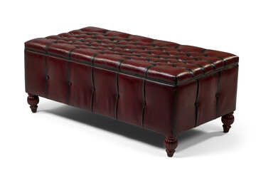 Brown leather coffee table on white background