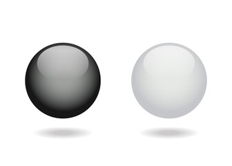 Black and white glossy balls. Vector illustration.