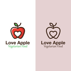 modern love apple, favorite fruit logo design two versions