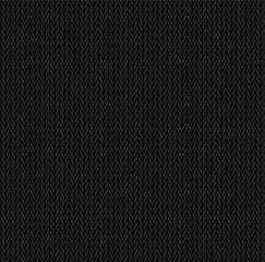 Knit texture black color. Vector seamless pattern fabric. Knitting background flat design.