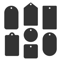 A set of labels of various shapes. Vector silhouette of label for market or price.