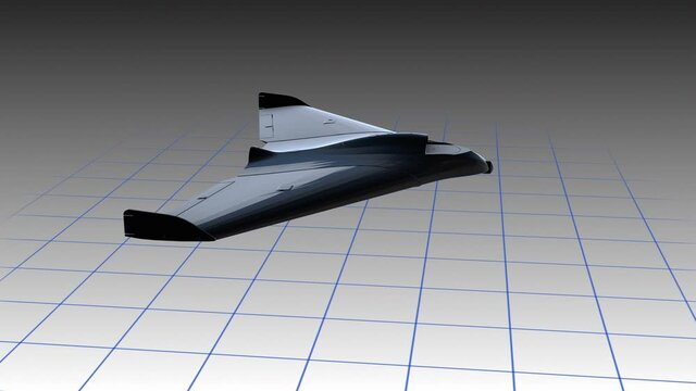 Fighter-uav - rotation loop - 3D model animation on a gradient background