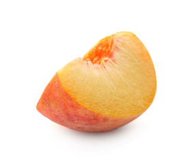 Fototapeta premium Slice of ripe peach isolated on white
