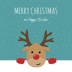 Reindeer head. Christmas card. Vector