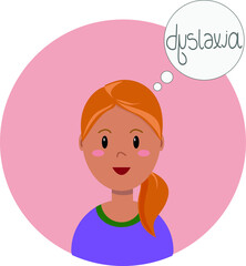 Vector illustration about dyslexia. Difficulty reading and writing