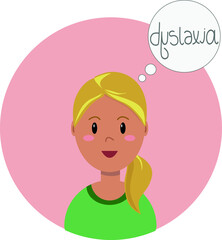 Vector illustration about dyslexia. Difficulty reading and writing