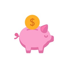 piggy bank icon vector sign symbol. Flat design style modern vector illustration for web design and mobile concept.
