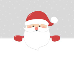 Santa Claus on empty background with snowflakes. Christmas decoration. Vector