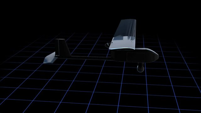 Rq-11-raven - rotation loop - 3D model animation on a black background