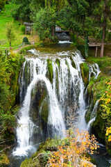 RASTOKE, CROATIA - 2.10.2020. - Ethno village Rastoke in Croatia is located in the town of Slunj  close to Plitvice lakes. Rastoke is known for its water powered mechanical mills and many watterfalls