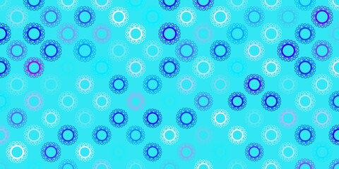 Light pink, blue vector pattern with coronavirus elements.