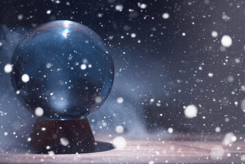 Fototapeta na wymiar Crystal ball to predict the fate. Guessing for the future.
