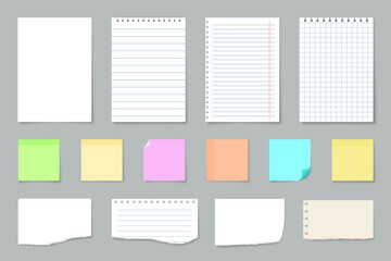 Paper notes. Copybook linear pages lists of notebooks different sizes stripped notes vector