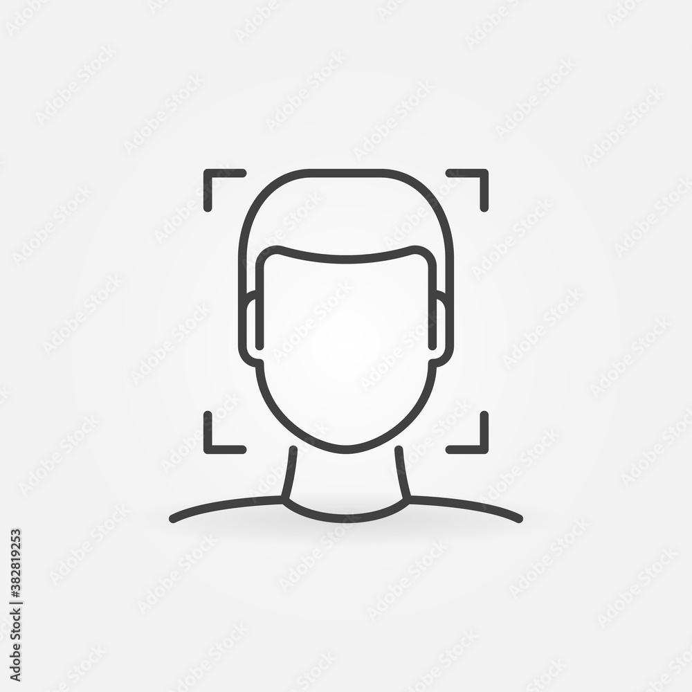 Poster human face recognition and authentication linear vector concept icon or logo element