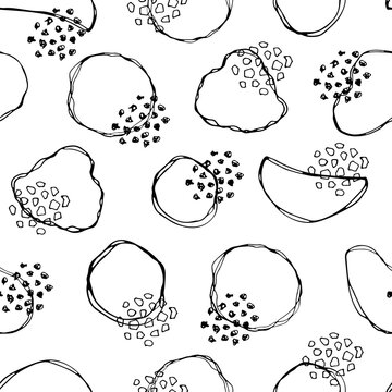 Abstracts is a collection of hand-drawn watercolor seamless patterns with abstract shapes,  lines, dots, and strokes illustrations.
