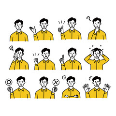 男性　若い　ベクター　ポップ　セット
