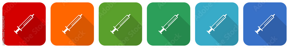 Poster Medicine icon set, flat design vector illustration in 6 colors options for webdesign and mobile applications