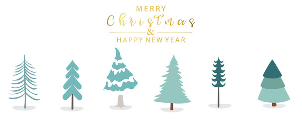 Cute christmas tree object with white background and gold wording