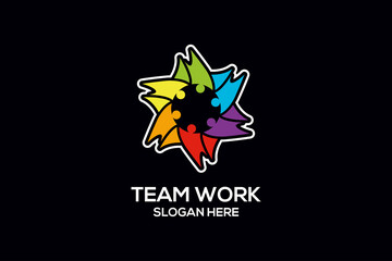 Colorful people team logo design Design vector