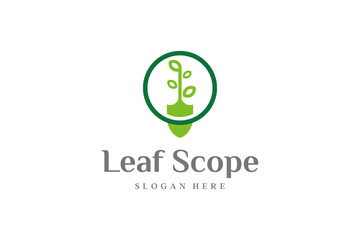 shovel and leaf logo design vector