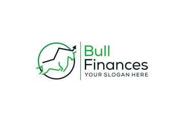 Trade Bull Chart finance logo design vector