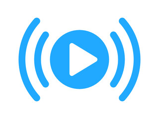 Blue live streaming icon. Broadcast symbol. Social media live video