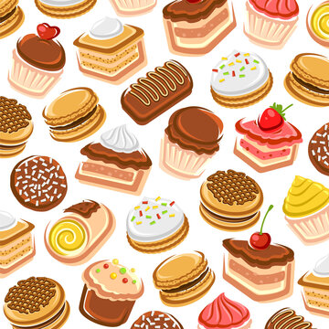 Cake pattern background set. Collection icon cake. Vector