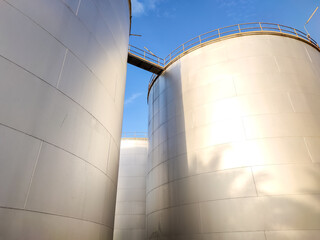 Crude oil export factory industry And oil storage tank . industrial pipes . oil storage tanks