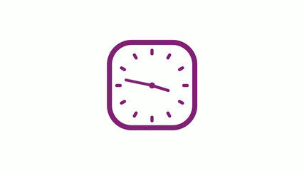 New pink dark square clock icon on white background,clock isolated,clock icon