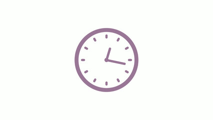Pink gray circle 12 hours clock icon on white background,clock icon