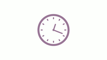 Pink gray circle 12 hours clock icon on white background,clock icon