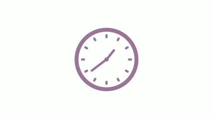 Pink gray circle 12 hours clock icon on white background,clock icon