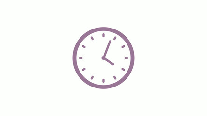 Pink gray circle 12 hours clock icon on white background,clock icon