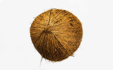 whole coconut on white background