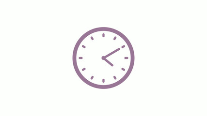 Pink gray circle 12 hours clock icon on white background,clock icon