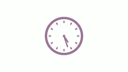 Pink gray circle 12 hours clock icon on white background,clock icon