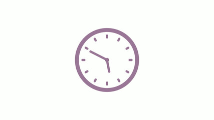 Pink gray circle 12 hours clock icon on white background,clock icon