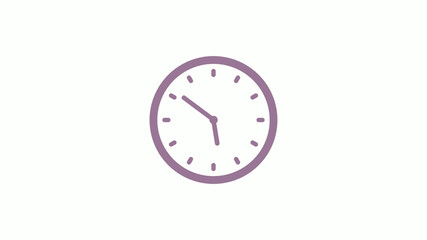 Pink gray circle 12 hours clock icon on white background,clock icon