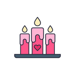 Heart candle vector icon symbol isolated on white background