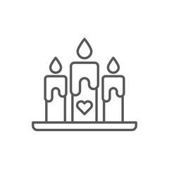 Heart candle vector icon symbol isolated on white background