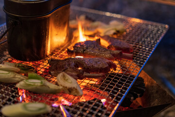 barbecue grill with fire